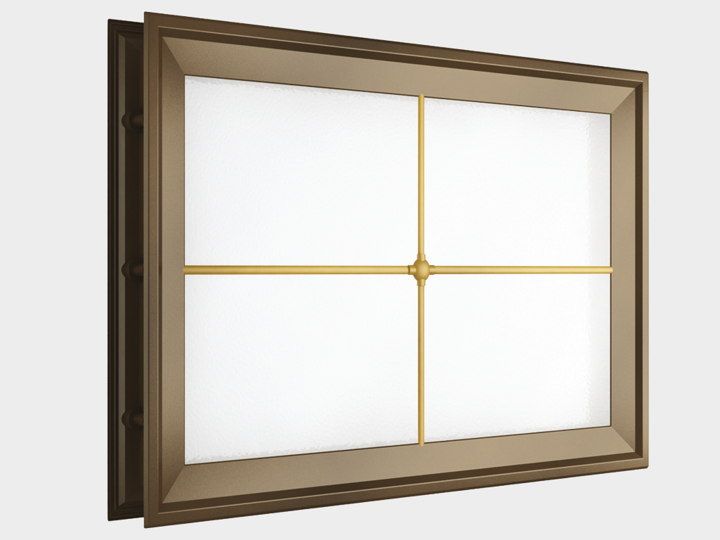 Окно акриловое 452 × 302, коричневое с раскладкой «крест» (арт